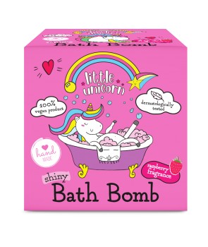 Little Unicorn błyszcząca kula musująca do kąpieli 165g malina